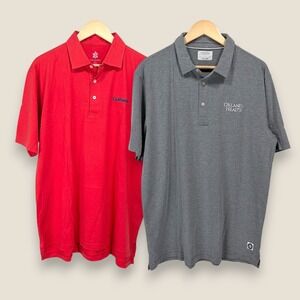 Lot of 2 Polo Golf Shirts Men Large Turtleson Linksoul Red Gray Cotton Sunday